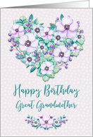 Happy Birthday to Great Grandmother Pretty Purple Floral Heart Wreath card