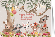 Happy Birthday to Great Niece Adorable Woodland Animals card