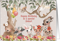 Happy Birthday to Sister Adorable Woodland Animals card