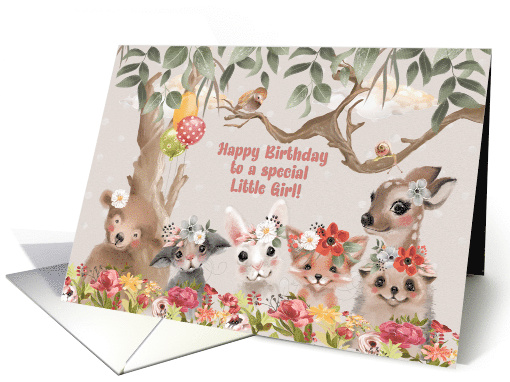 Happy Birthday to a Special Little Girl Adorable Woodland Animals card