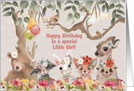Happy Birthday to a Special Little Girl Adorable Woodland Animals card