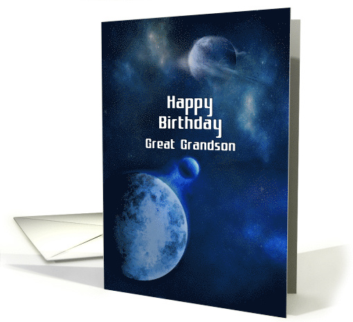 Happy Birthday Great Grandson Outer Space Planets and Stars card
