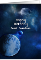 Happy Birthday Great Grandson Outer Space Planets and Stars card