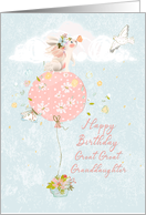 Happy Birthday to Great Great Granddaughter Bunny Floating on Balloon card