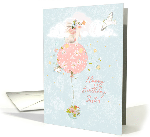 Happy Birthday to Sister Bunny Floating on Balloon card (1562736)
