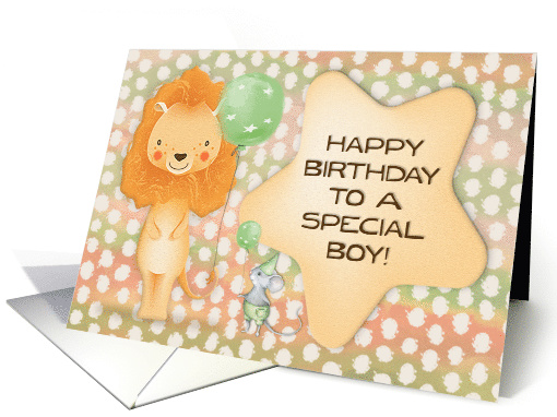 Happy Birthday to a Special Boy Cute Lion with Balloons... (1578484)
