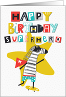 Happy Birthday Superhero Comical Skateboarding Zebra card