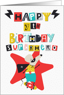 Happy 7th Birthday Superhero Comical Skateboarding Mouse card
