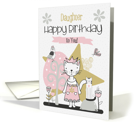 Happy Birthday to Daughter Cute Kitty Whimsical Scene card (1580766)