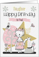 Happy Birthday to Daughter Cute Kitty Whimsical Scene card