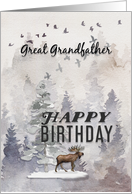 Happy Birthday to Great Grandfather Moose and Trees Woodland Scene card
