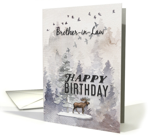 Happy Birthday to Brother in Law Moose and Trees Woodland Scene card