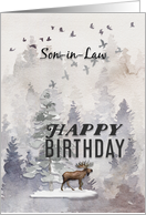 Happy Birthday to Son in Law Moose and Trees Woodland Scene card