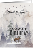 Happy Birthday to Great Nephew Moose and Trees Woodland Scene card