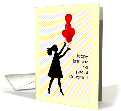 Happy Birthday to Daughter Girl in Silhouette with Balloons card