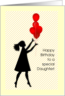 Happy Birthday to Daughter Girl in Silhouette with Balloons card