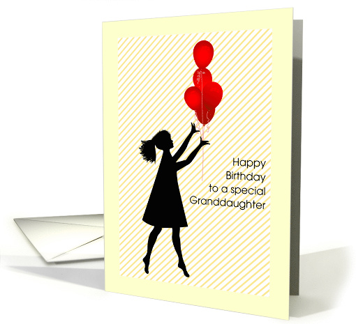 Happy Birthday to Granddaughter Girl in Silhouette with Balloons card