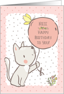 Happy Birthday to Niece Cute Cat with Balloon card