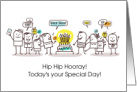 Happy Birthday From Group Cheering Cartoon People card