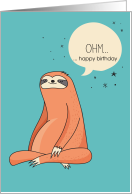 Happy Birthday Mellow Sloth Doing Yoga card