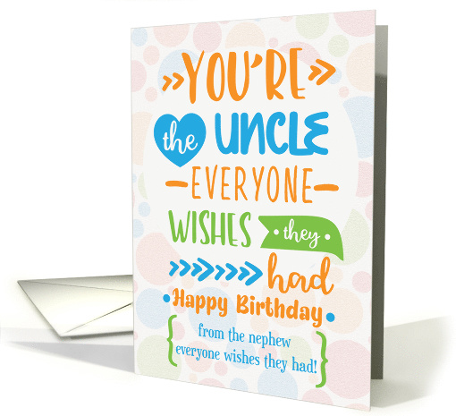 Happy Birthday to Uncle from Nephew Humorous Word Art card (1603950)