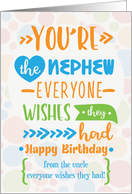 Happy Birthday to Nephew from Uncle Humorous Word Art card