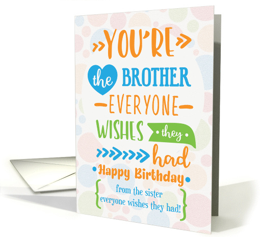 Happy Birthday to Brother from Sister Humorous Word Art card (1604376)