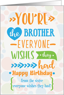 Happy Birthday to Brother from Sister Humorous Word Art card