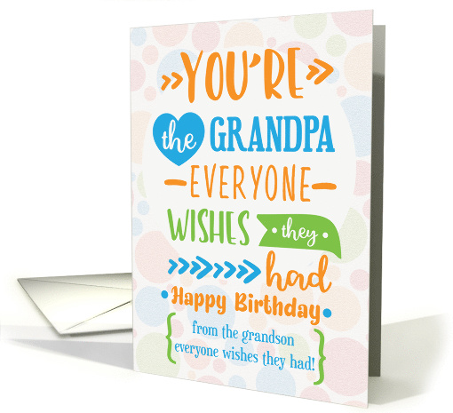 Happy Birthday to Grandpa from Grandson Humorous Word Art card