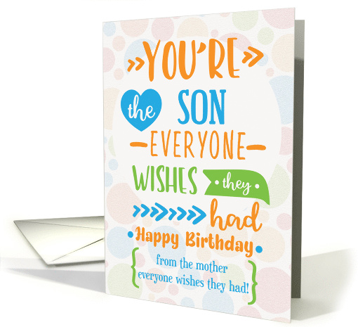 Happy Birthday to Son from Mother Humorous Word Art card (1604416)