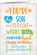 Happy Birthday to Son from Mother Humorous Word Art card