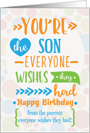 Happy Birthday to Son from Parents Humorous Word Art card