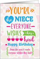 Happy Birthday to Niece from Aunt and Uncle Humorous Word Art card