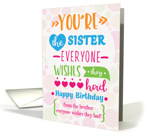 Happy Birthday to Sister from Brother Humorous Word Art card (1604808)