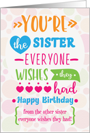 Happy Birthday to Sister from Sister Humorous Word Art card