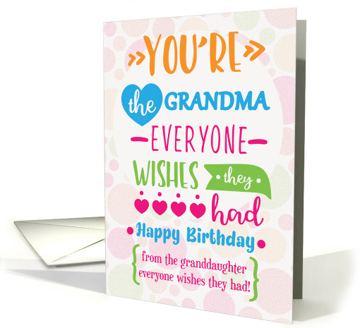 Happy Birthday to Grandma from Granddaughter Humorous Word Art card