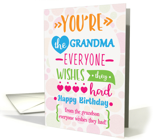 Happy Birthday to Grandma from Grandson Humorous Word Art card