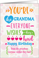 Happy Birthday to Grandma from Grandson Humorous Word Art card