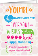Happy Birthday to Granddaughter from Grandmother Humorous Word Art card