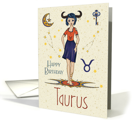 Happy Birthday Taurus Zodiac Girl with Taurus... (1605924)