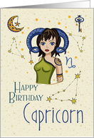 Happy Birthday Capricorn Zodiac with Capricorn Constellation and Sign card