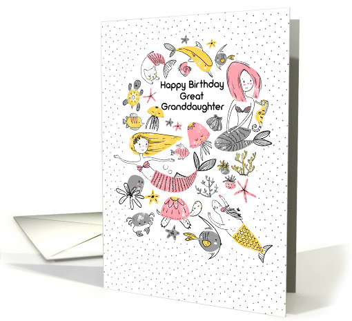 Happy Birthday to Great Granddaughter Mermaids with Under... (1606436)
