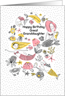 Happy Birthday to Great Granddaughter Mermaids with Under the Sea Life card