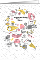 Happy Birthday to Niece Mermaids with Under the Sea Life card