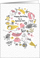 Happy Birthday to a Special Girl Mermaids with Under the Sea Life card