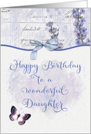 Happy Birthday to a Wonderful Daughter Pretty Lavender Butterfly card