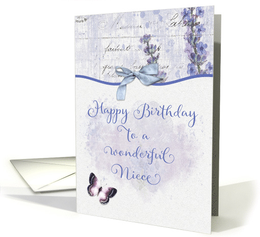 Happy Birthday to a Wonderful Niece Pretty Lavender Butterfly card