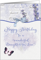Happy Birthday to a Wonderful Daughter in Law Pretty Lavender card