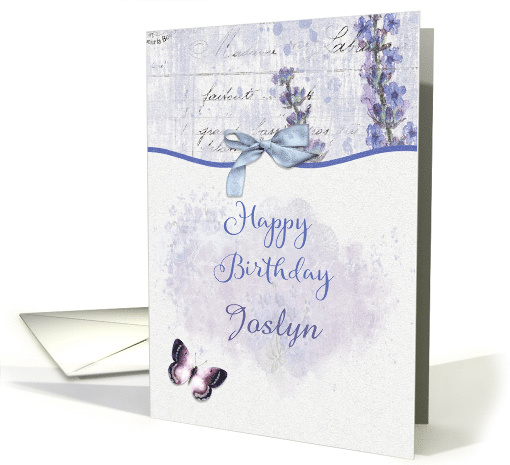Happy Birthday Custom Name Pretty Lavender Butterfly card (1607572)