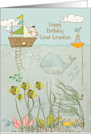 Happy Birthday to Great Grandson Cute Ocean Scene card